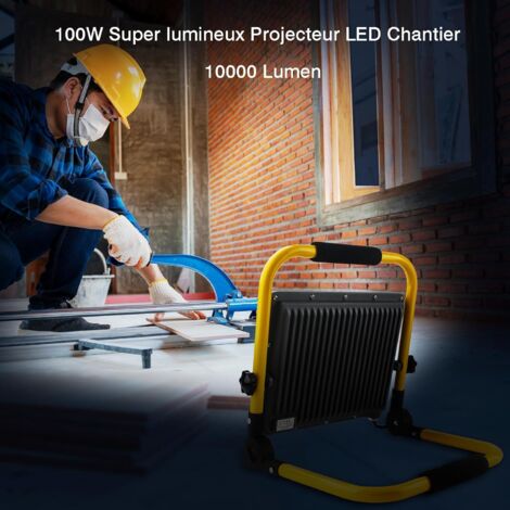 Projecteur LED Chantier 100W Avec Interrupteur – 10000 Lumens IP66