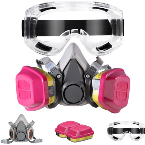 Masque de Protection Respiratoire avec Filtres et Lunettes, Masque Anti Poussiere Réutilisable, Masque a Gaz Chimique pour Peinture, Vapeurs Organiques, Soudage, Polissage, Spruzzatura e Altri Lavori (1/5)