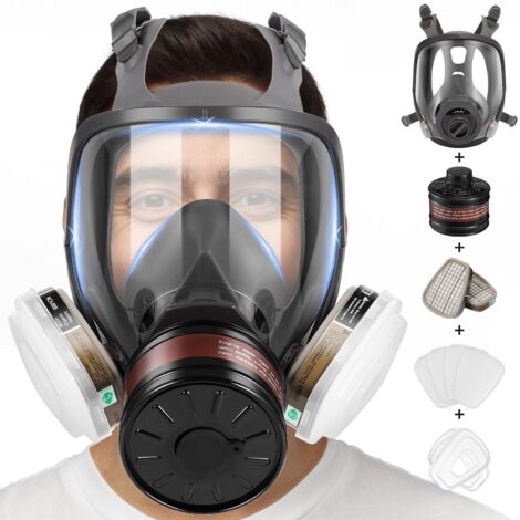 Masque Respiratoire Réutilisable avec Filtres, Masque à Gaz de Protection Respiratoire, Masque Anti Poussière pour Peinture, Soudage, Vapeurs Organiques, Ponçage, Graffiti (1/5)