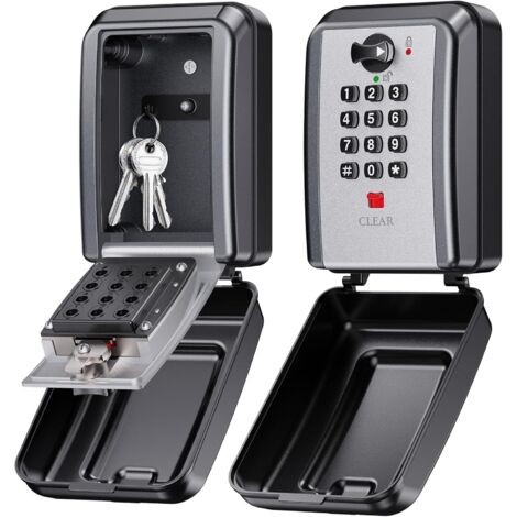 Boite a Clef Murale, Boite a Clefs Securisee Exterieur à 12 Chiffres avec Code Réinitialisable, Grande Capacité Boite à Clé Résistante aux Intempéries, Coffre Fort a Clef pour Maison Garage (1/5)