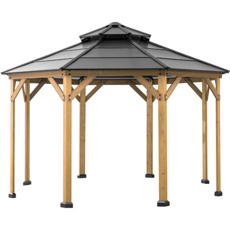 Cenador de madera de cedro EGGI - 396cm x 396cm, antracita