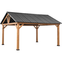 Cenador de madera de cedro REBRA - 404cm x 465cm, antracita