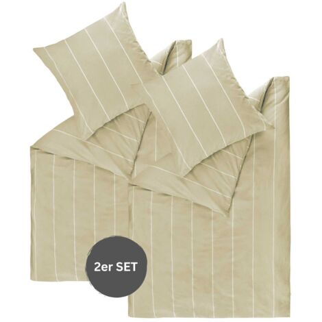 ESPRIT Renforcé Bettwäsche HARPLINES - 2er Set 140x200 cm, Beige