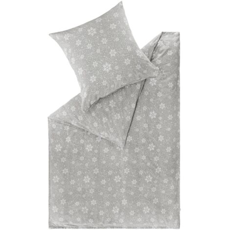 ESPRIT Winter Bettwäsche FLANELL - 1 Stück 155x220 cm, Hellgrau