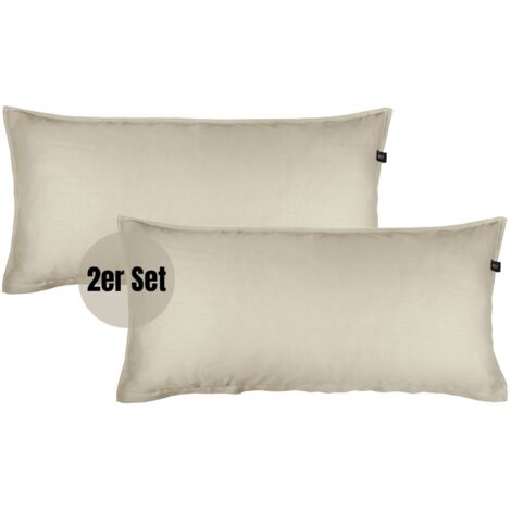 SCHÖNER WOHNEN Satin Bettwäsche PLAIN - 2er Set 80x40 cm, Beige
