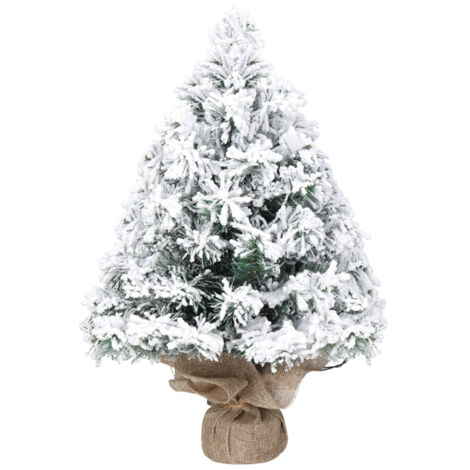 SOGES Sapin de Noël artificiel miniature pré-illuminé de 40 cm (16 po) avec 30 lumières chaudes, fonctionne sur piles,vert et blanc (1/5)