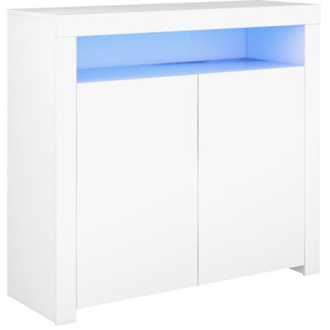 NEED Coiffeuse buffet blanc meuble de rangement de salon avec lumière LED (1/5)