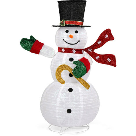 NEED Bonhomme de neige pop-up éclairé de 4 pieds, grande décoration de Noël avec 100 lumières LED, chapeau haut de forme, écharpe pour décoration de Noël extérieure de pelouse (1/5)