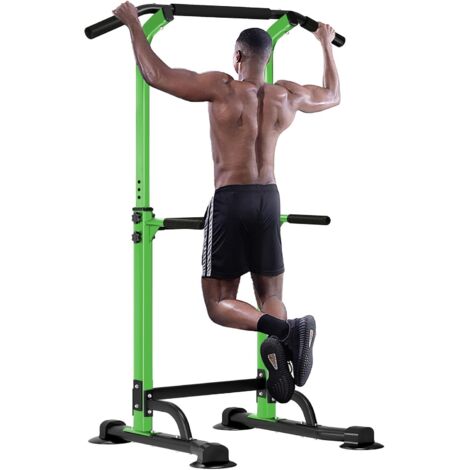 SOGES Barre de Traction Entraîneur pour Abdominaux Multifonction Station Dips Tour de Puissance Multi-Fonctions Réglable en Hauteur Acier allié,Vert