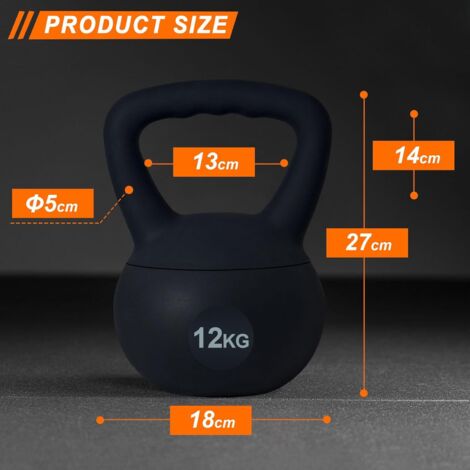 soges Kettlebell van zacht pvc, gevuld met ijzerzand, met brede