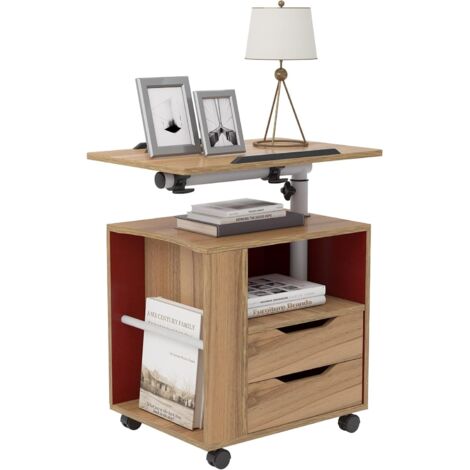 Need – Table de chevet en bois réglable 70-90 cm – Plateau pivotant – Idéale pour lecture et travail – Matériaux résistants aux rayures