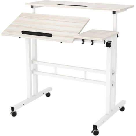 Need – Bureau assis debout réglable 80x40 cm – Hauteur ajustable de 70 à 115 cm – Panneau en bois de particules imperméable – Cadre métal robuste (1/5)