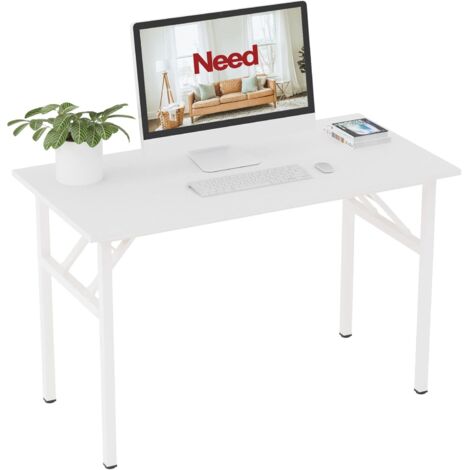 NEED Bureau d’Ordinateur Informatique Pliante 120x60cm Table d’étude/à dîner Pliable pour Maison/Bureau,blanc