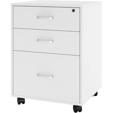 Need – Caisson de bureau mobile 3 tiroirs – Panneau MDF durable – Dimensions 48x42x65cm – 4 roulettes dont 2 verrouillables – Rangement sécurisé (1/5)