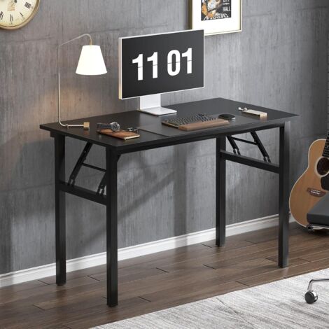 Need – Bureau pliant 100x60cm – Table d'étude et à dîner – Panneau en bois massif E1 – Capacité 150kg – Hauteur réglable 1-2cm – Noir