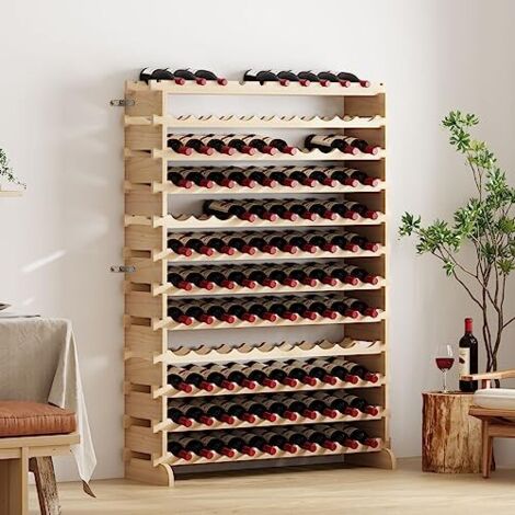 Need Étagère à Bouteilles Casier à vin Bouteilles en Bois Non Traité avec 12 étages pour 120 Bouteilles, 110 x 35 x 140cm