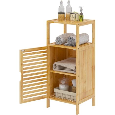 NEED Meuble de Rangement en Bambou à 4 Niveaux avec Armoire de Rangement Buffet Étagères de Rangement Placard de Cuisine pour Cuisine, Salon ou Salle de Bain