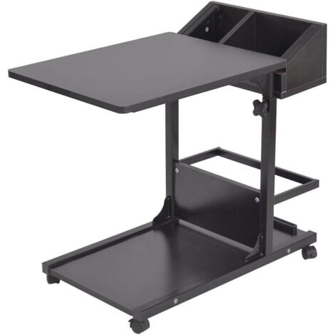 Need – Table d'appoint réglable en hauteur – Plateau en aggloméré écologique – Cadre en métal robuste – 4 roues pivotantes – 50 x 40 cm – Noir
