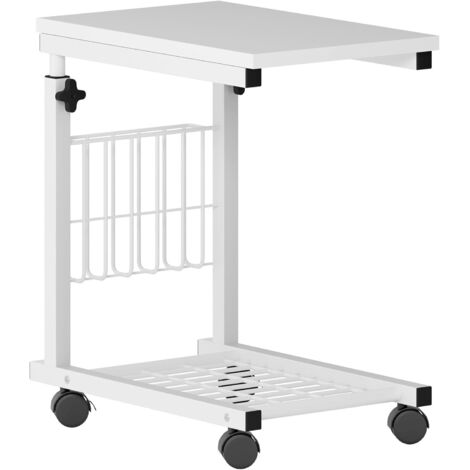 Need – Table d'appoint roulante avec roulettes – Réglable 56-76 cm – Design compact pour salon – 48x30 cm – Blanc - 48x30x56-76CM