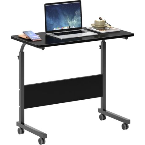Need – Table d'ordinateur mobile 80 x 40 cm – Hauteur réglable 71-90 cm – Plaque de fibre épaisse et support en acier – Roulettes verrouillables (1/5)