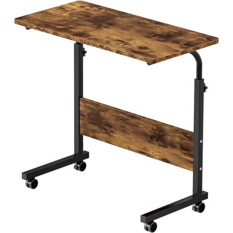 Need – Table d'ordinateur portable réglable en hauteur – Bureau assis debout 80 x 40 x 71-90 cm – Support mobile avec roulettes – Marron vintage (1/5)