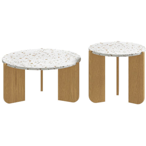 SOGES Table basse modulaire moderne, table d'appoint, ensemble de table basse pour salon, table de chevet pour canapé et balcon, lot de 2 (1/5)
