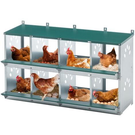 SOGES Nichoirs à poules pondeuses à 8 compartiments, nichoir métallique mural pour poules, nichoir à poulailler à ventilation grossière (1/5)