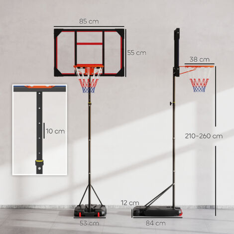 AIYAPLAY Panier De Basket Enfant Réglable 210-260 Cm – Panier Basketball Intérieur/Extérieur Sur Roues, Base Lestée 70 Kg – Idéal Dès 6 Ans Bleu
