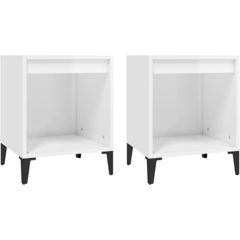 Tables de chevet 2 pcs Blanc brillant 40x35x50 cm, Blanc, 821879