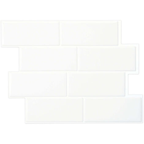 Selbstklebende Wandfliesen x4, 29,36x21,29cm - Smart Tiles Metro Blanco Klebefliesen 3D Fliesenaufkleber für Bad & Küche