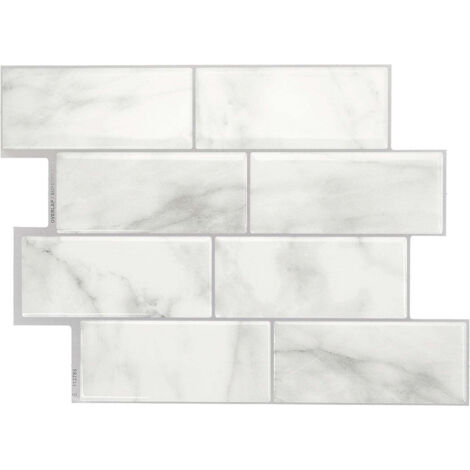 Selbstklebende Wandfliesen x4, 29,36x21,29cm - Smart Tiles Metro Carrera Klebefliesen 3D Fliesenaufkleber für Bad & Küche