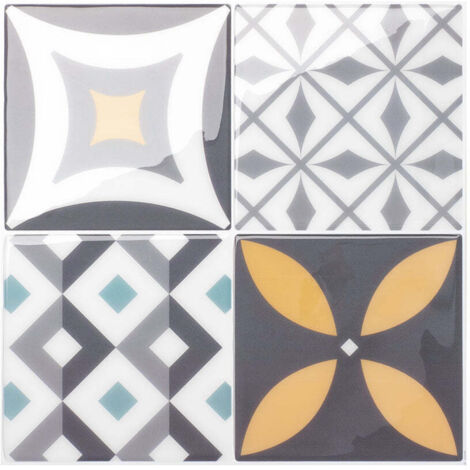 Selbstklebende Wandfliesen x4, 22,86x22,86cm- Smart Tiles Vintage Cadiz Klebefliesen 3D Fliesenaufkleber für Bad & Küche
