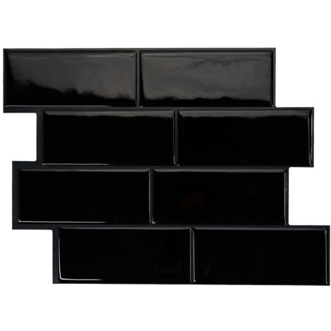 Selbstklebende Wandfliesen x4, 29,36x21,29cm - Smart Tiles Metro Nero Klebefliesen 3D Fliesenaufkleber für Bad & Küche
