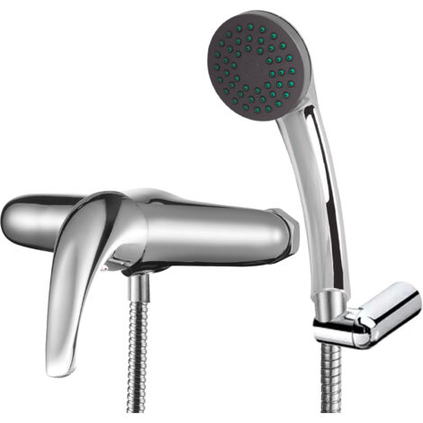 HOMSSY Monomando de Ducha, Mezclador Monomando para Ducha, Agua Caliente y Fría, Diseño Cromado (1/2)