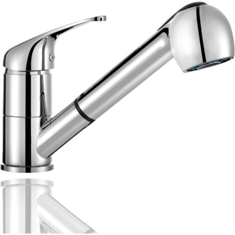 HOMSSY Grifo de Cocina Extraíble con 2 Funciones de Chorro, Caño Giratorio, Mango Extraíble hasta 70 cm, Agua Fría y Caliente (1/5)