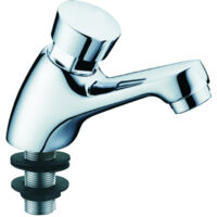 HOMSSY Grifo Temporizado de Lavabo con Cierre Automático, Estilo Presto, para Baños Públicos, Ahorro de Agua, Acabado Cromado