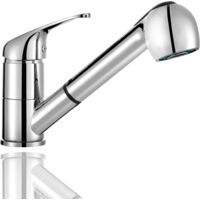 HOMSSY Grifo de Cocina Extraíble con 2 Funciones de Chorro, Caño Giratorio, Mango Extraíble hasta 70 cm, Agua Fría y Caliente
