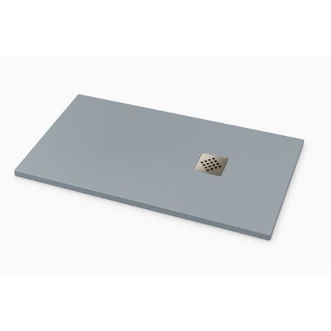 Plato de ducha ardesia extraplano color Gris RAL 7040 90x190cm rejilla acero (1/4)