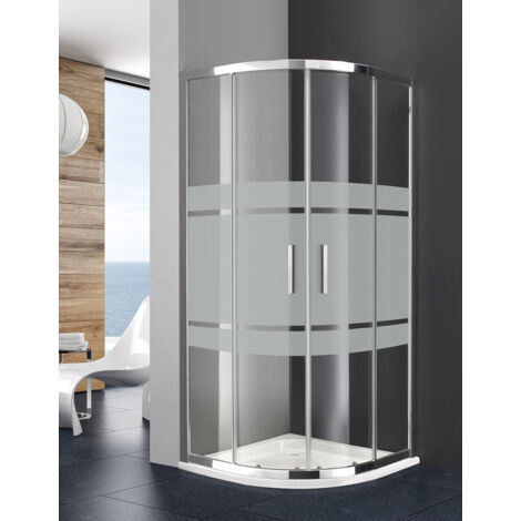 Mampara de ducha semicircular ALLSTONE TITAN 2+2 90x90 cm Radio 55, Transparente (1/3)