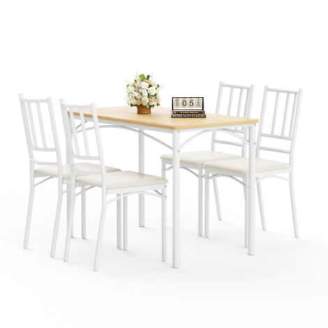 Ensemble table et chaises de salle à manger, table de bar avec 4 chaises, table de cuisine avec chaises, table de petit-déjeuner de style industriel pour cuisine, salon, salle de réception, naturel et