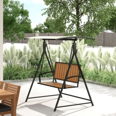 Balancelle Hollywood avec pare-soleil réglable, balancelle de jardin 2 places, banc suspendu résistant aux intempéries, charge maximale 240 kg, chaise longue pour jardin ou terrasse, 142 x 112 x 162 c (1/5)