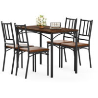 Ensemble table et chaises de salle à manger, table de bar avec 4 chaises, table de cuisine avec chaises, table de petit-déjeuner de style industriel pour cuisine, salon, salle de réception, bois de no