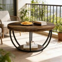 Kleiner Beistelltisch,2-Ebene Runder Tisch,Holzgrüßtisch,Couchetisch