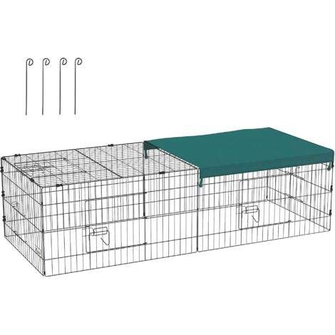 Cage d'intérieur et d'extérieur avec toit pour lapins et petits animaux, 185 x 75 x 50 cm, verte (1/5)