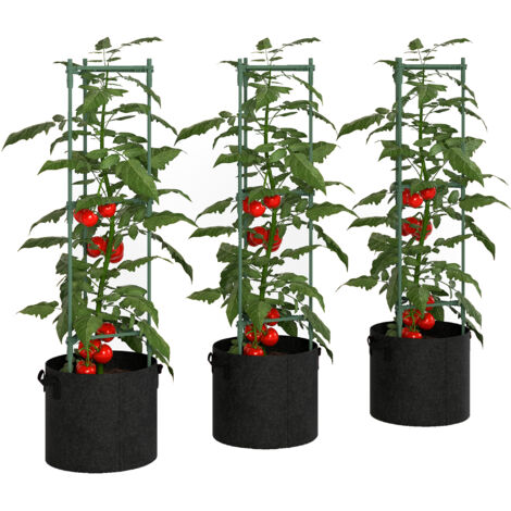 Potager surélevé avec treillis, lot de 3 jardinières triangulaires, 35 x 35 x 120 cm (1/5)