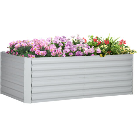 Pot de fleurs surélevé, bac à fleurs pratique pour planter, entretenir et soigner les plantes, en acier gris clair (1/5)