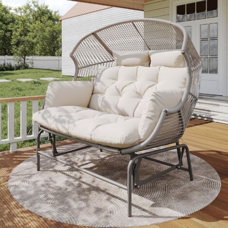 Fauteuil suspendu double type œuf, balancelle de jardin, 2 places, balcon/terrasse/véranda, gris (1/5)
