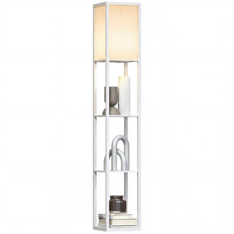 Lampadaire avec étagères, en bois, 26 x 26 x 160 cm, pour salon/chambre (ampoule non incluse) (1/5)