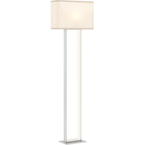 Lampadaire moderne, 3 modes d'éclairage, interrupteur au pied, luminosité réglable, aspect lin, blanc (1/5)