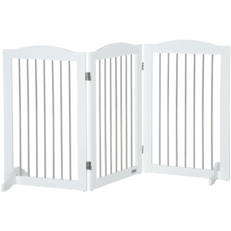 Barrière pour chien, barrière de sécurité pliable pour porte, support pour barrière pour chien, 3 panneaux, barrière de sécurité pour escalier, blanche, 154 x 30 x 80 cm (1/5)
